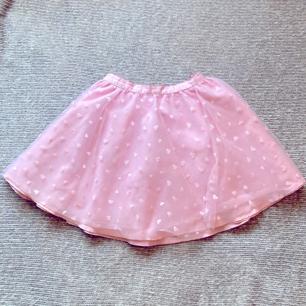Janie and Jack Glitter Heart Tulle Skirt Pink Size 8 Party Holiday